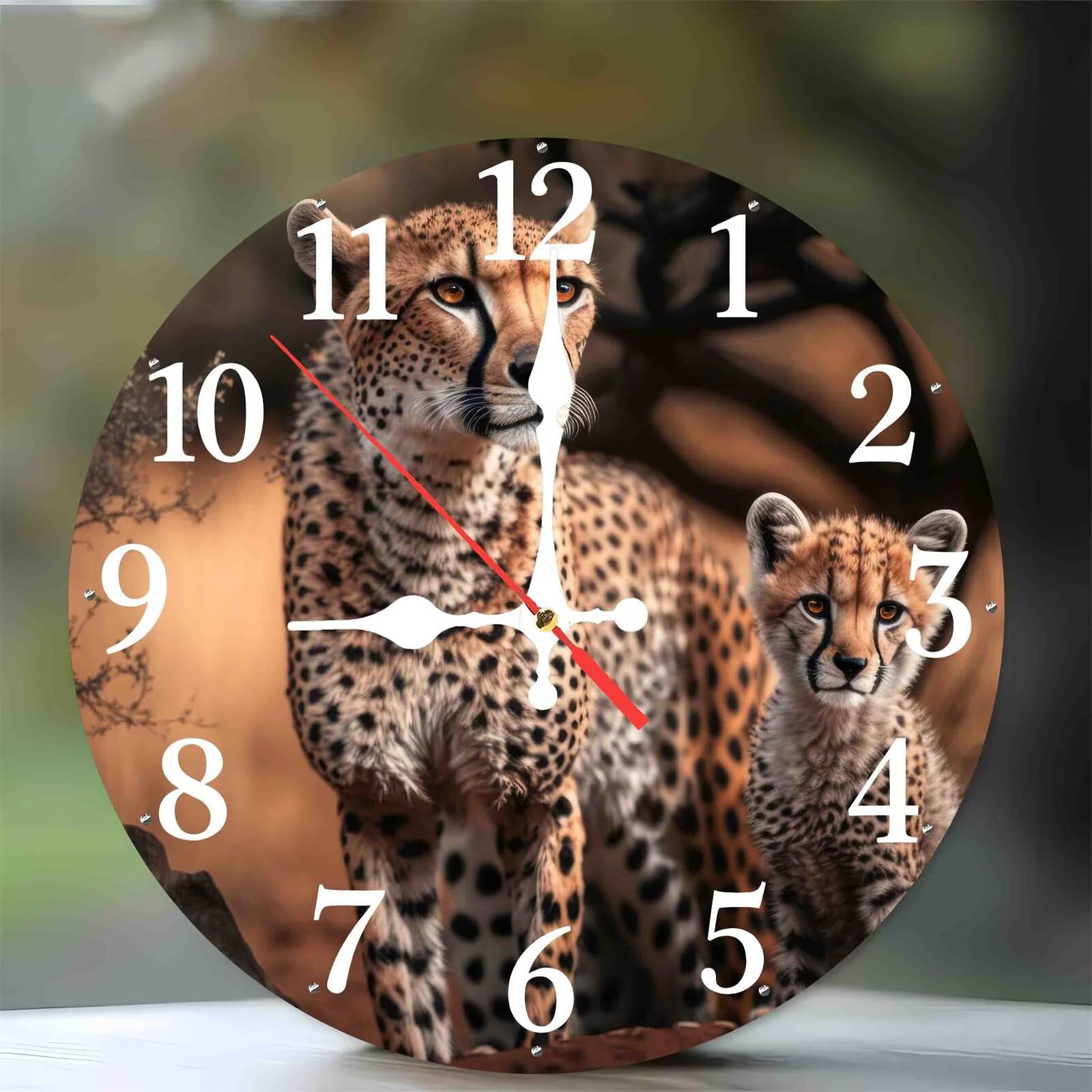 Horloge murale moderne léopards pour décorer le salon en silence