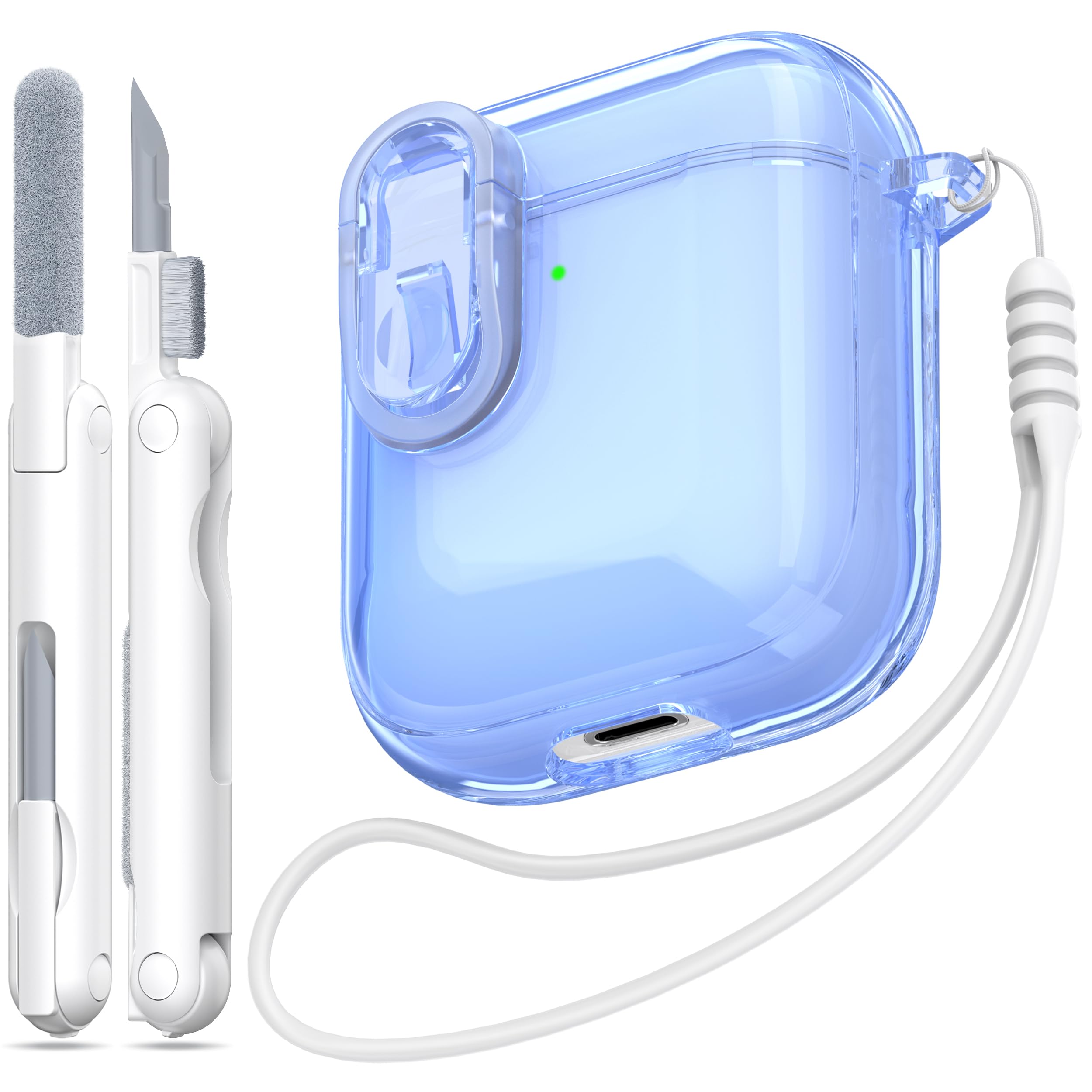 MHYALUDO for Airpods Pro 2nd/1st Generation Case Cover, Compatible with Airpods Pro Case 2nd Gen USB C Charging Port, Clear Soft Transparent Military Grade Shockproof Cover, Clear White — view 9