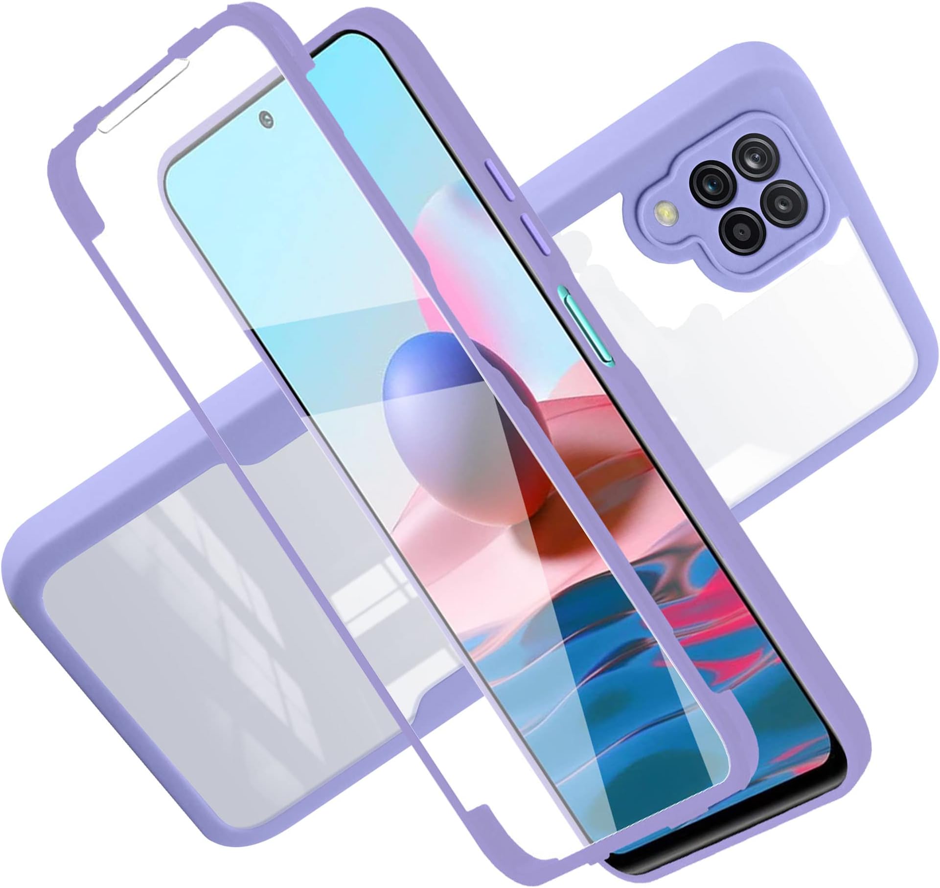 JIAFEI Cover Per Realme C33 - Custodia Protettiva In TPU Morbida, Ultrasottile (1,5mm), Gradiente Trasparente Viola/Blu - Antiurto Con Cuscinetti Ad Angolo, Foro Per Cordino - 5