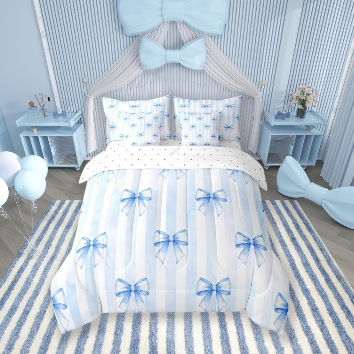 Parure de lit motif rayures géométriques pour lit d'enfant complet avec draps et couette douce