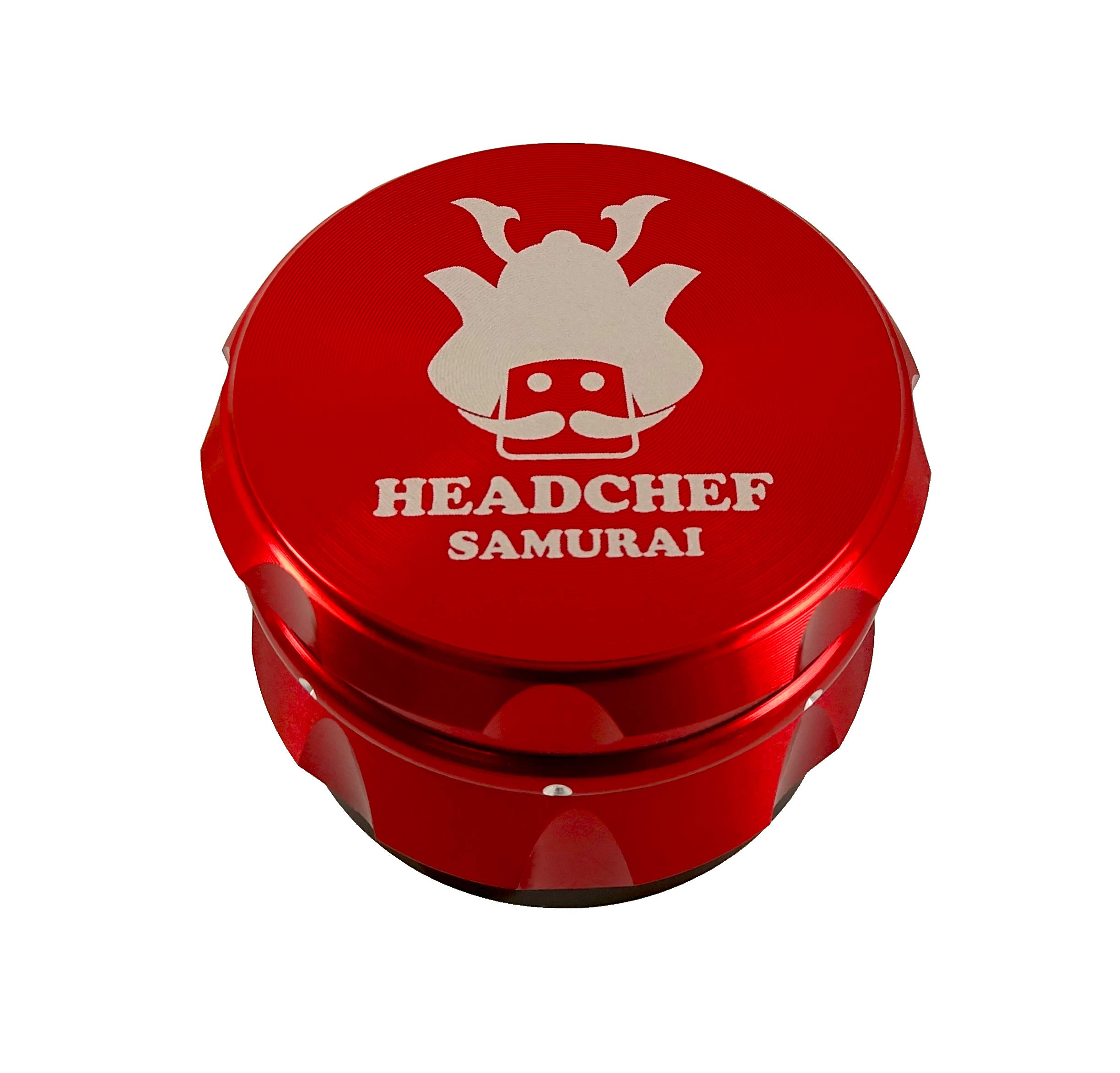 Headchef Samurai Metal Herb Grinder with Sifter Scraper – 4 Piece Grinder, 55mm (Red)