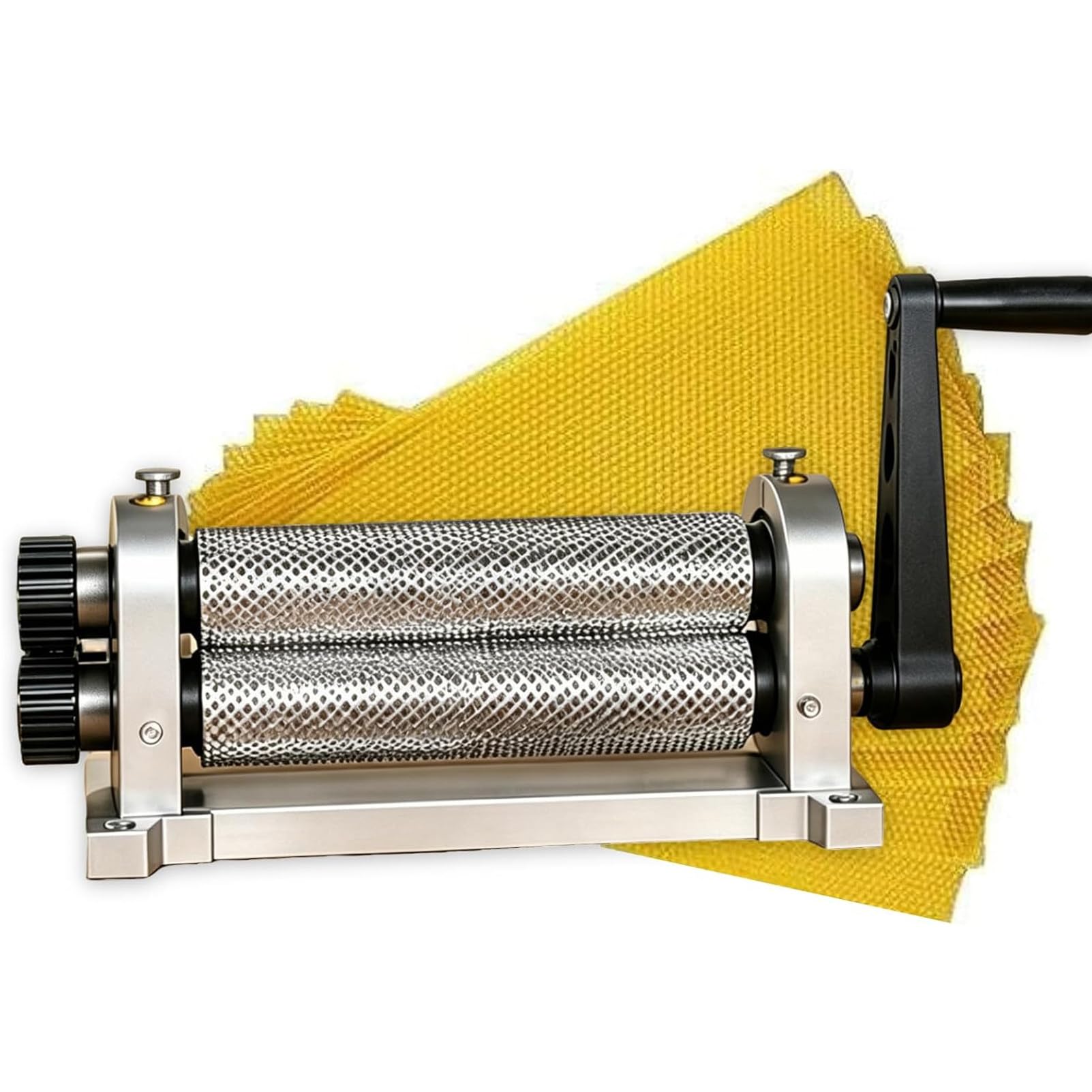 Pnpaea Manual Beeswax Comb Foundation Roller Mill Machine Bee Wax Foundation Sheet Press 50 X 280mm Cell Size 4.9mm/5.1mm/5.4mm Optional for Beekeeping Apiary 4.9㎜ 4.9mmAperture