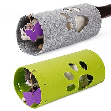 iCAGY Cat Tunnel for Indoor Cats Interactive, Rabbit Tunnel Toys, Pet Toys Play Tunnels for Cats Kittens Rabbits Puppies Gray Green 18