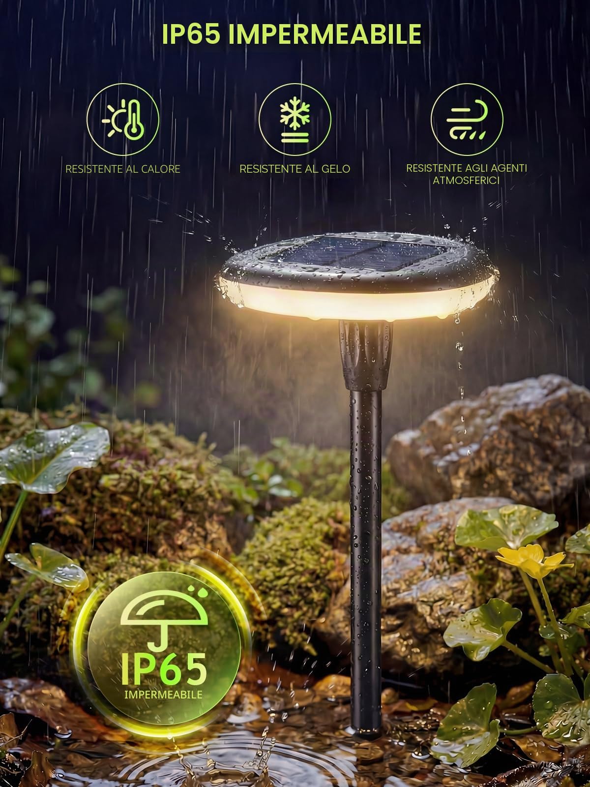 Luci Solari da Giardino 4 Pezzi, per Esterno Cortile, Prato,Terra | Bianco Caldo Lampada Solare da Esterno con 1000mAh, LED Luci Solari Giardino 34 lumen, IP65 Impermeabile