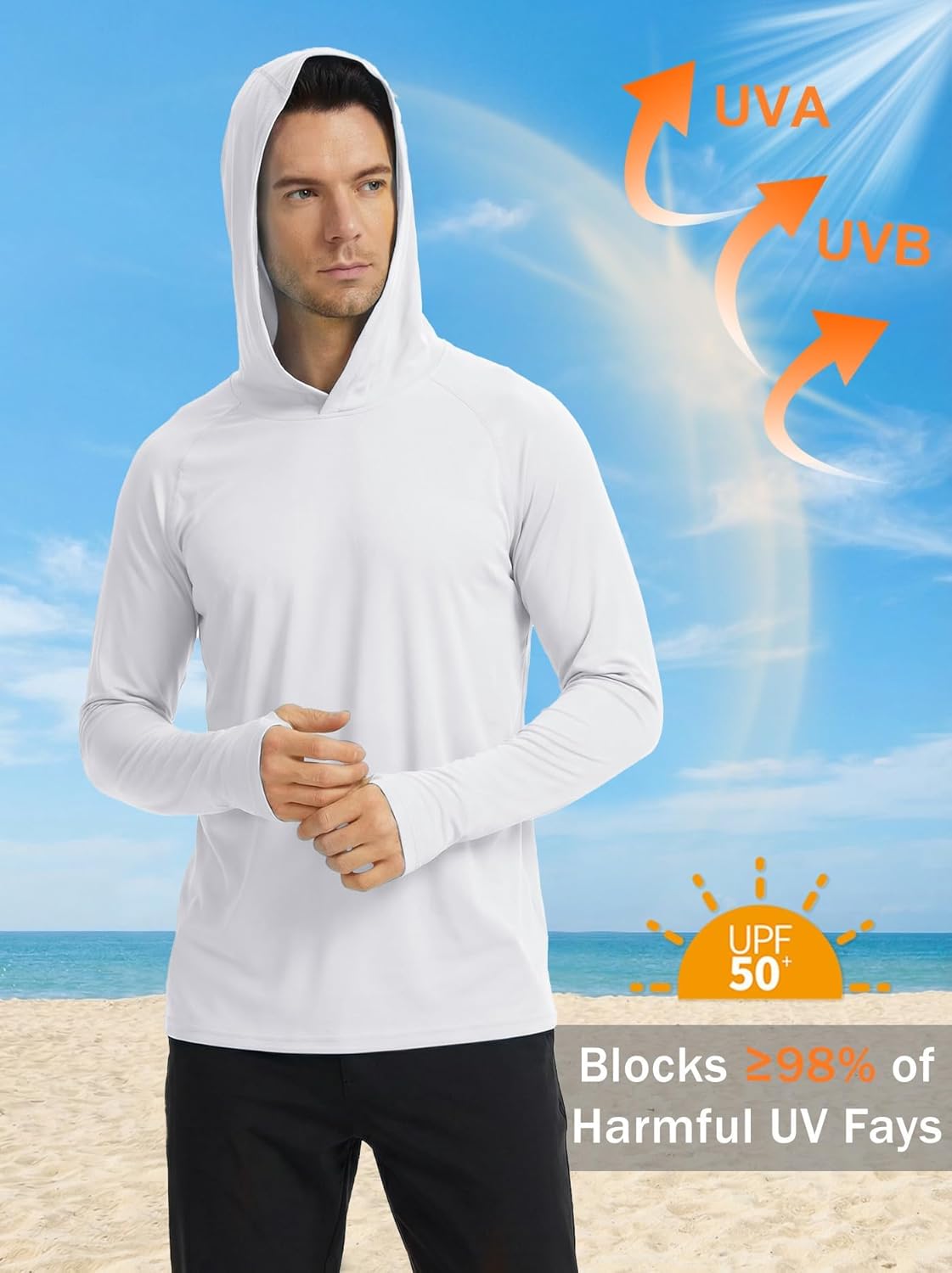 KINSWT Men's UPF 50+ Sun Protection Hoodie Shirts Long Sleeve Hiking Fishing Lightweight SPF UV Shirt with Hood - Image 3