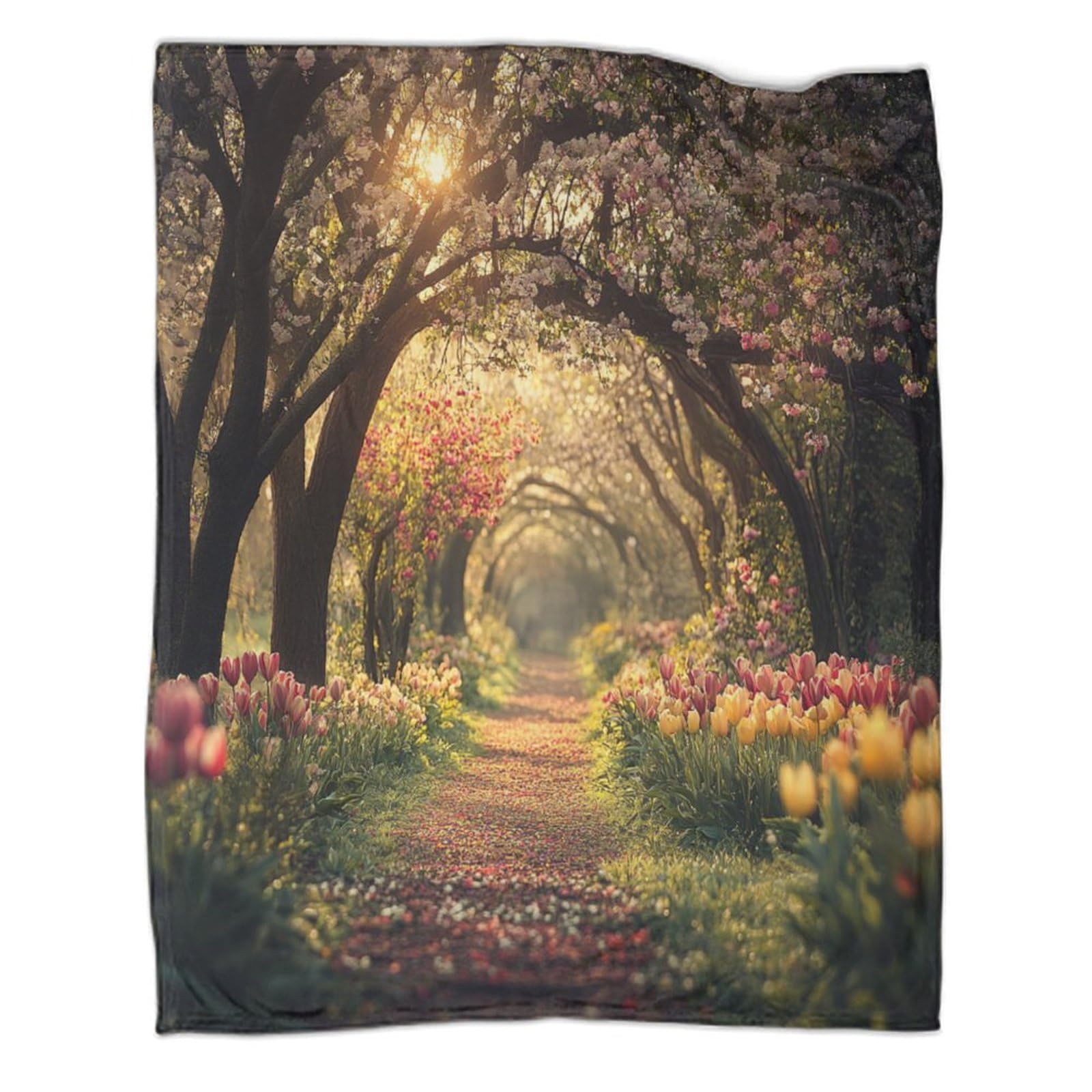 Couverture en flanelle fleurs avec velours peluche ultra douce et finitions premium