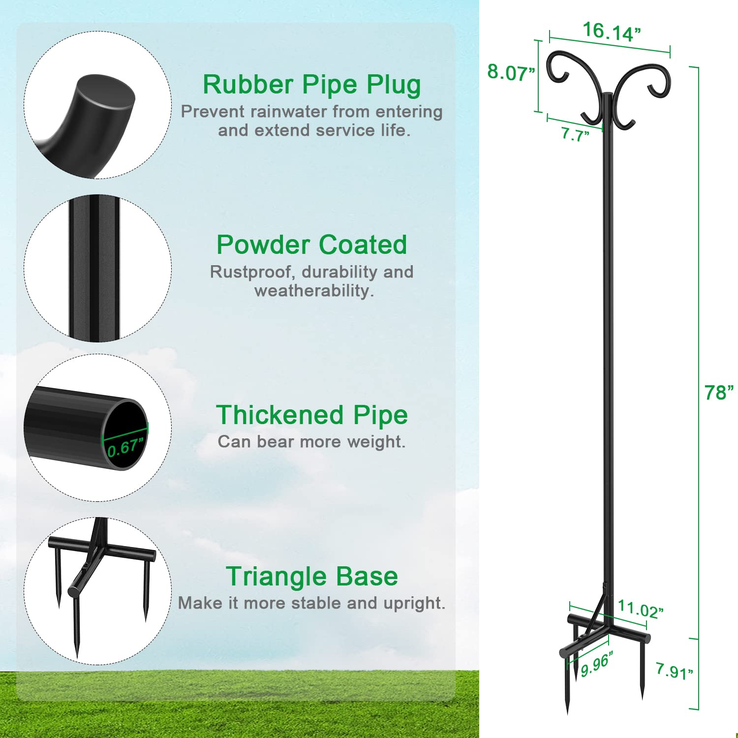 NQEUEPN 2 Pezzi Ganci Pastori Giardino, Pali Mangiatoia Uccelli Metallo