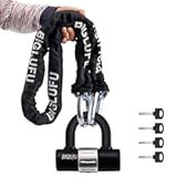 BIGLUFU Motorcycle Chain Locks, Heavy Duty Security Chains, 100cm Long, Cut Proof 12mm Square Chain with 4Keys U Lock for Motorbike, Bike, Generator, Gates, Bicycle, Scooter