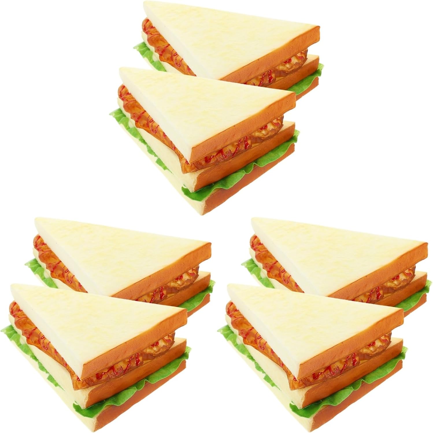 NOLITOY 6pcs Simulation Food Artificial Sandwich, Fake Food Bread Model Photography Prop for Home Kitchen Party Decoration, 5.50X4.52 Inch
