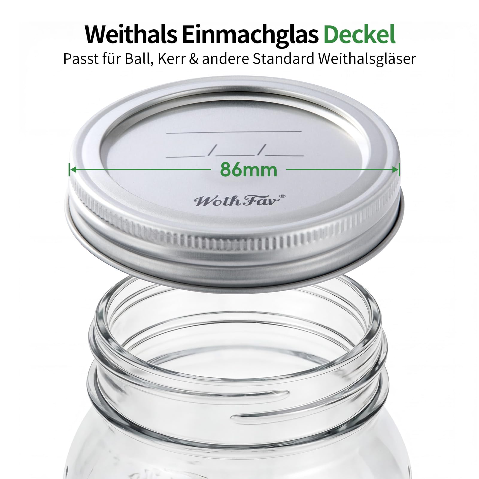 Wide Mouth Mason Jar Deckel, Auslaufsichere Dichtungsdeckel zur Lebensmittelaufbewahrung und -konservierung, Kompatibel mit den meisten elektrischen Vakuumiergeräten, 10 Stück