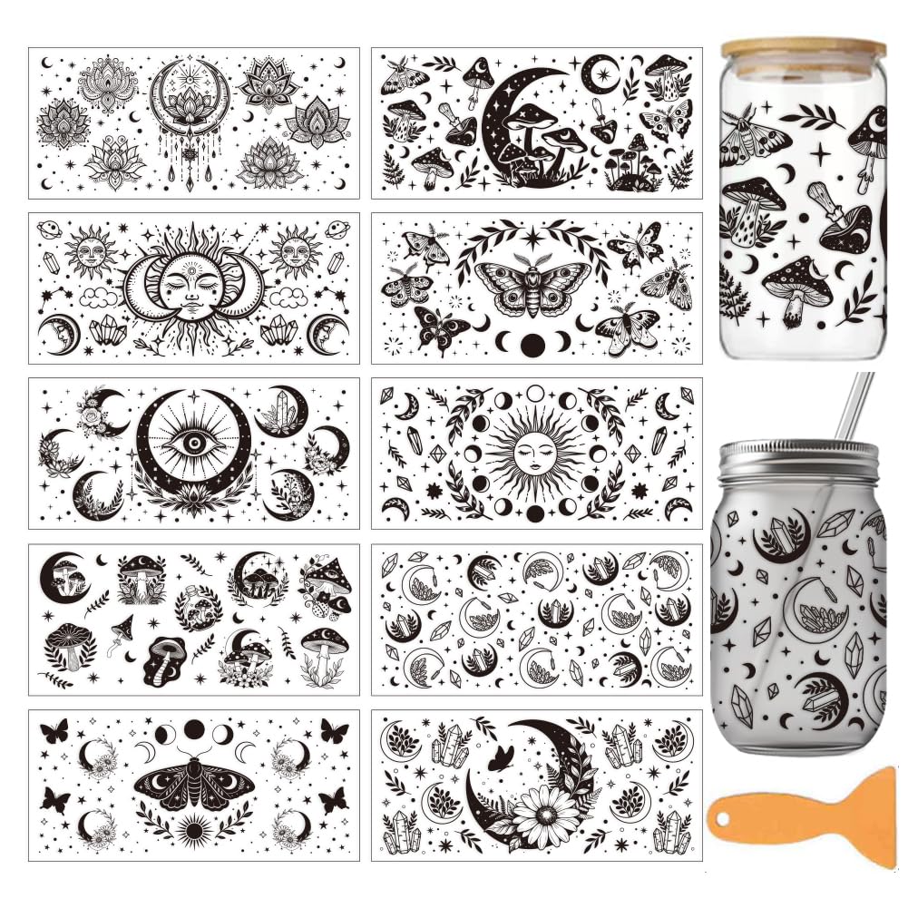 arricraft 10 Sheets Moon Phases UV DTF Cup Wrap Stickers — image 1