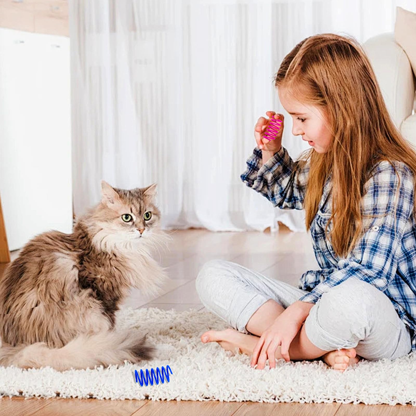 Lot de 24/32 Ressorts à Chat Jouets Interactifs, Jouet à Ressort pour Chat avec 4 Couleurs, Jouet pour Chats Actifs pour Propriétaires de Chats (24)