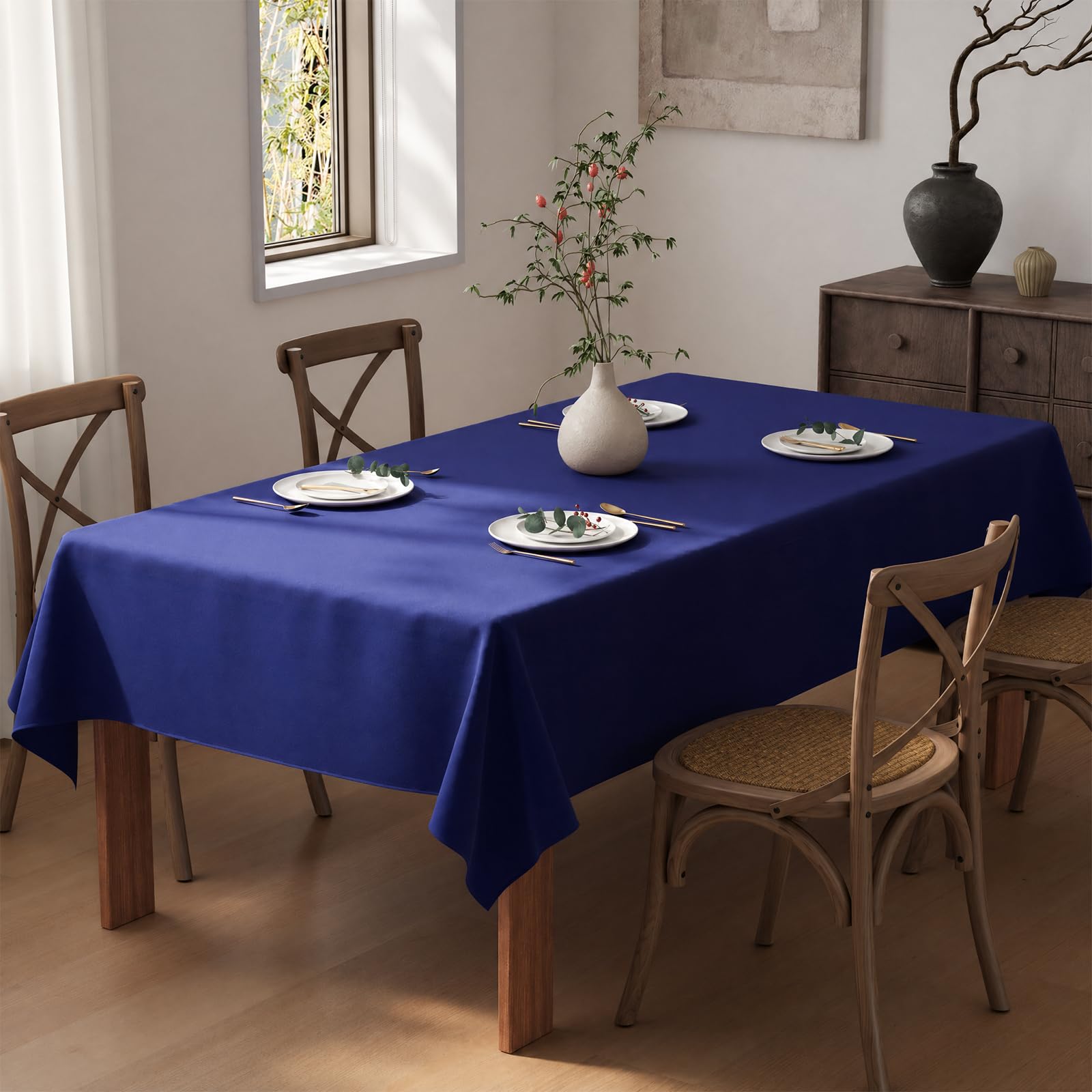 Flgef Blue Table Cloth 300x150cm, Wipe Clean Large Rectangular Table Cloths, Water Resistant Washable Fabric Tablecloths Dining Table Cover for Outdoor, Garden, Wedding, Parties