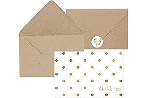 Racrico 24 Pack of Gold Foil Thank You Cards
