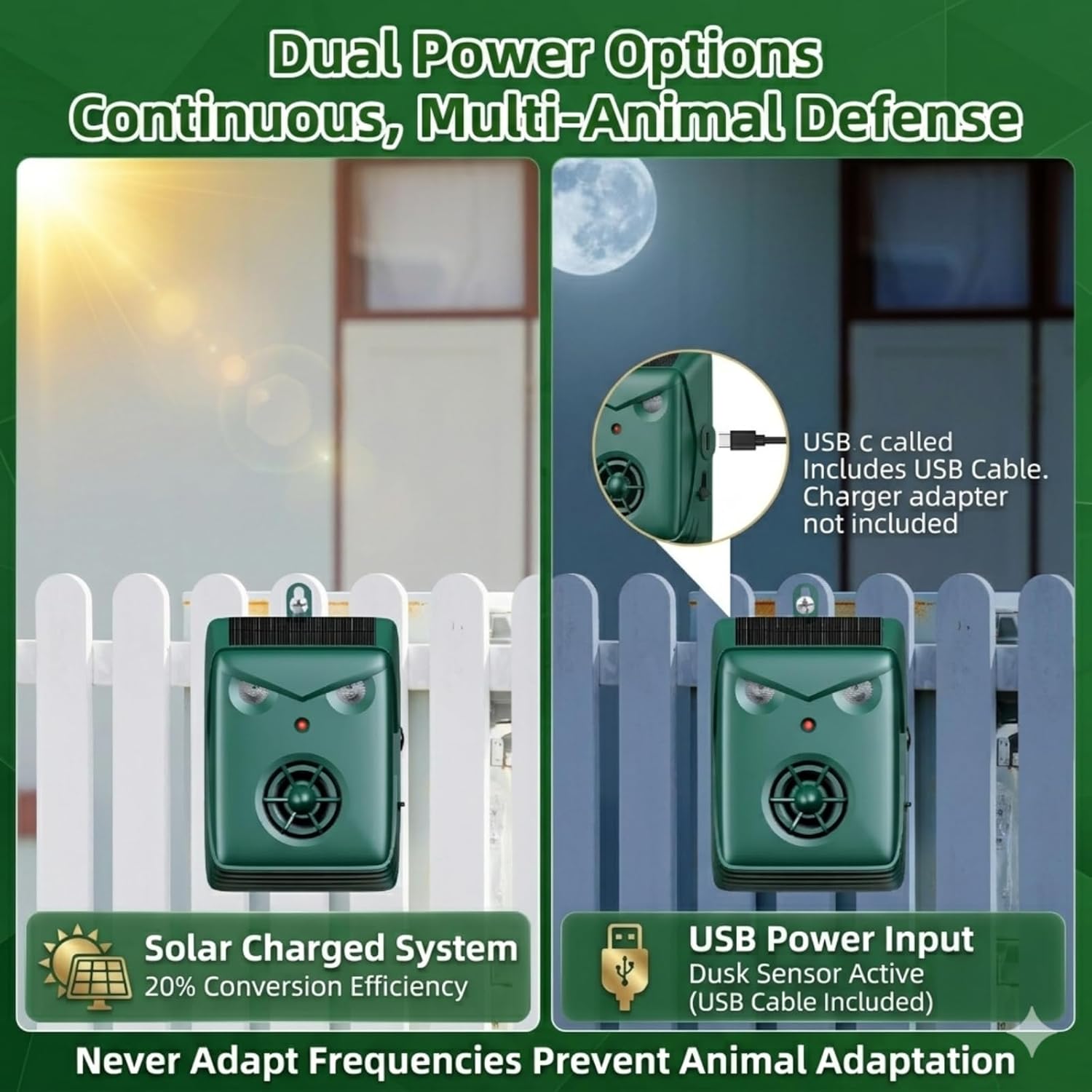 2026 New Solar Ultrasonic Bird Repellent Outdoor, 2 Pack Woodpecker Deterrent for House,Waterproof Pigeon Goose Bird Deterrents for Outside,Birds Repeller Scare Devices for Balconies Garden Orchard