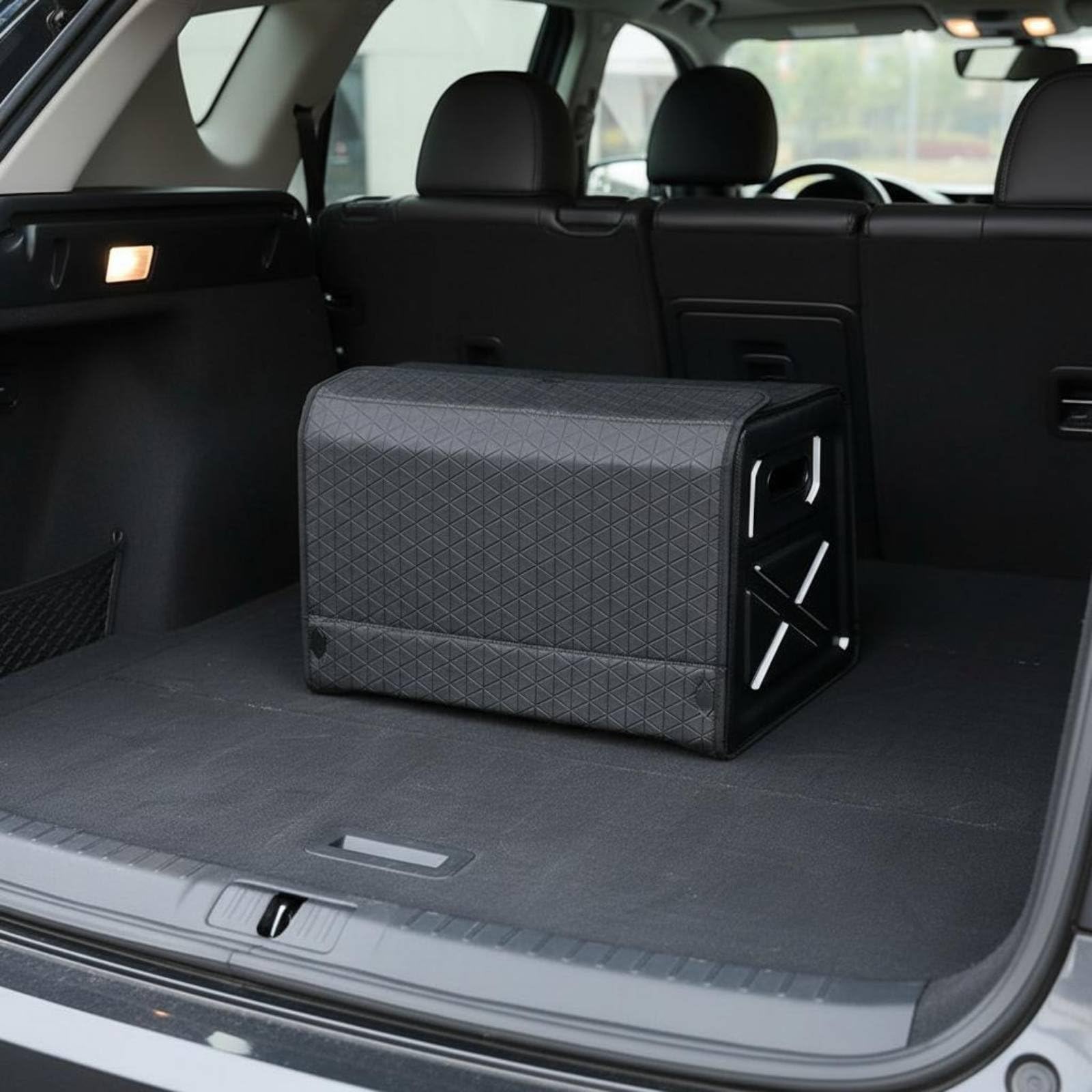 Faltbarer Kofferraum Organizer Auto Aufbewahrungskiste Klappdeckel zur Sortierung von Einkäufen Und Reiseutensilien für Familienautos Pendler Fahrten, Rot