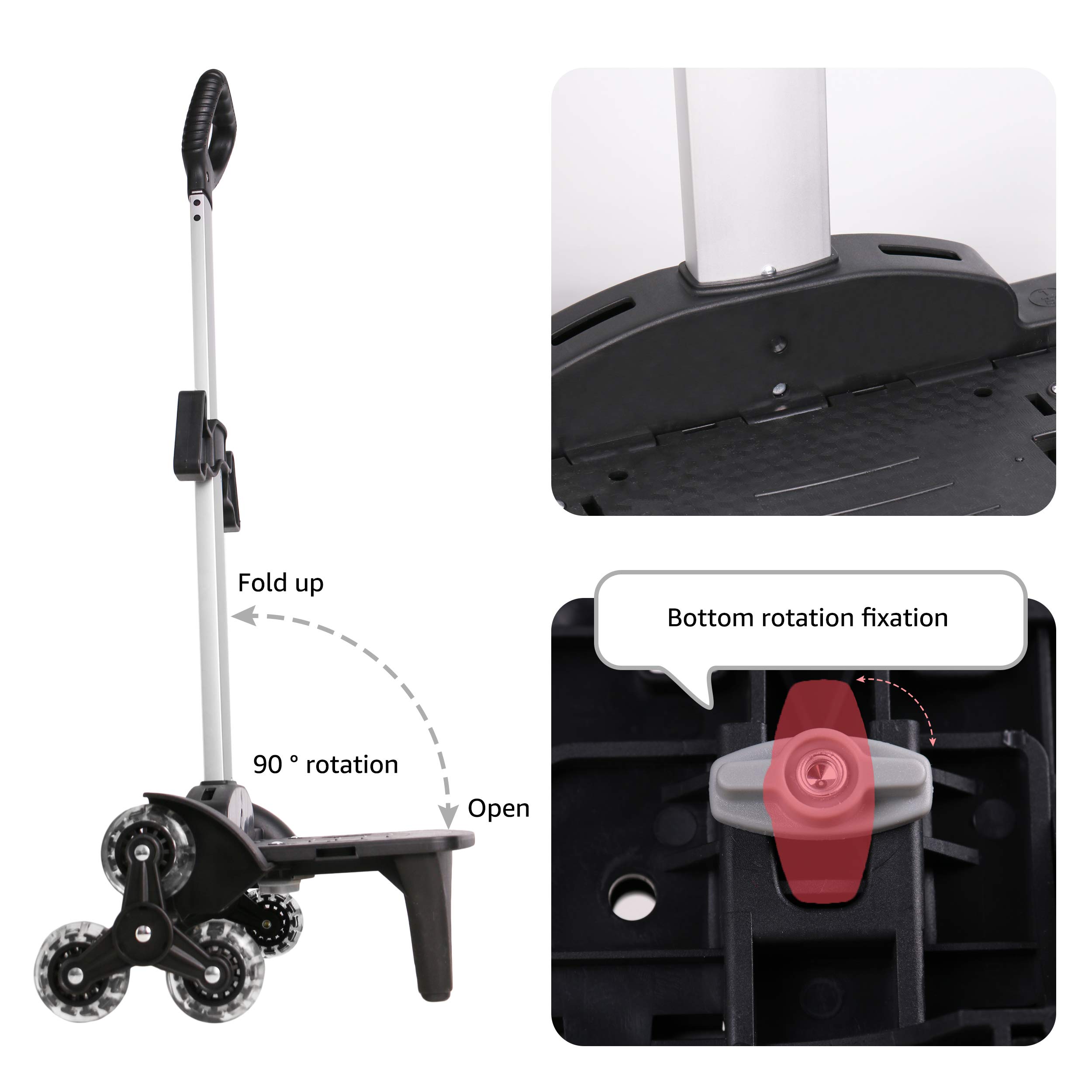 Trolley per zaino – Trolley a mano in lega di alluminio non pieghevole carrello per borse scolastiche, bagagli, zaini, ruote