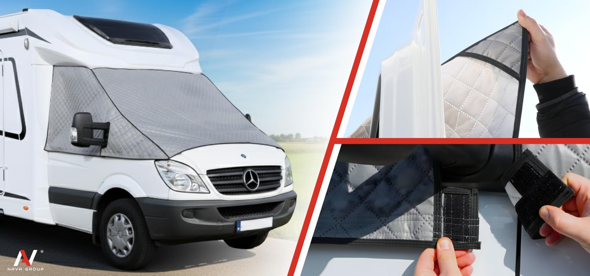 Thermomatte Außenisoliermatte für Mercedes Sprinter II 2006-2018 Wohnmobil, Front- und Seitenscheibenabdeckung Fahrerhaus, Thermoschutz Sonnenschutz Winter Schnee EIS Abdeckung, 5-lagige Thermomatten