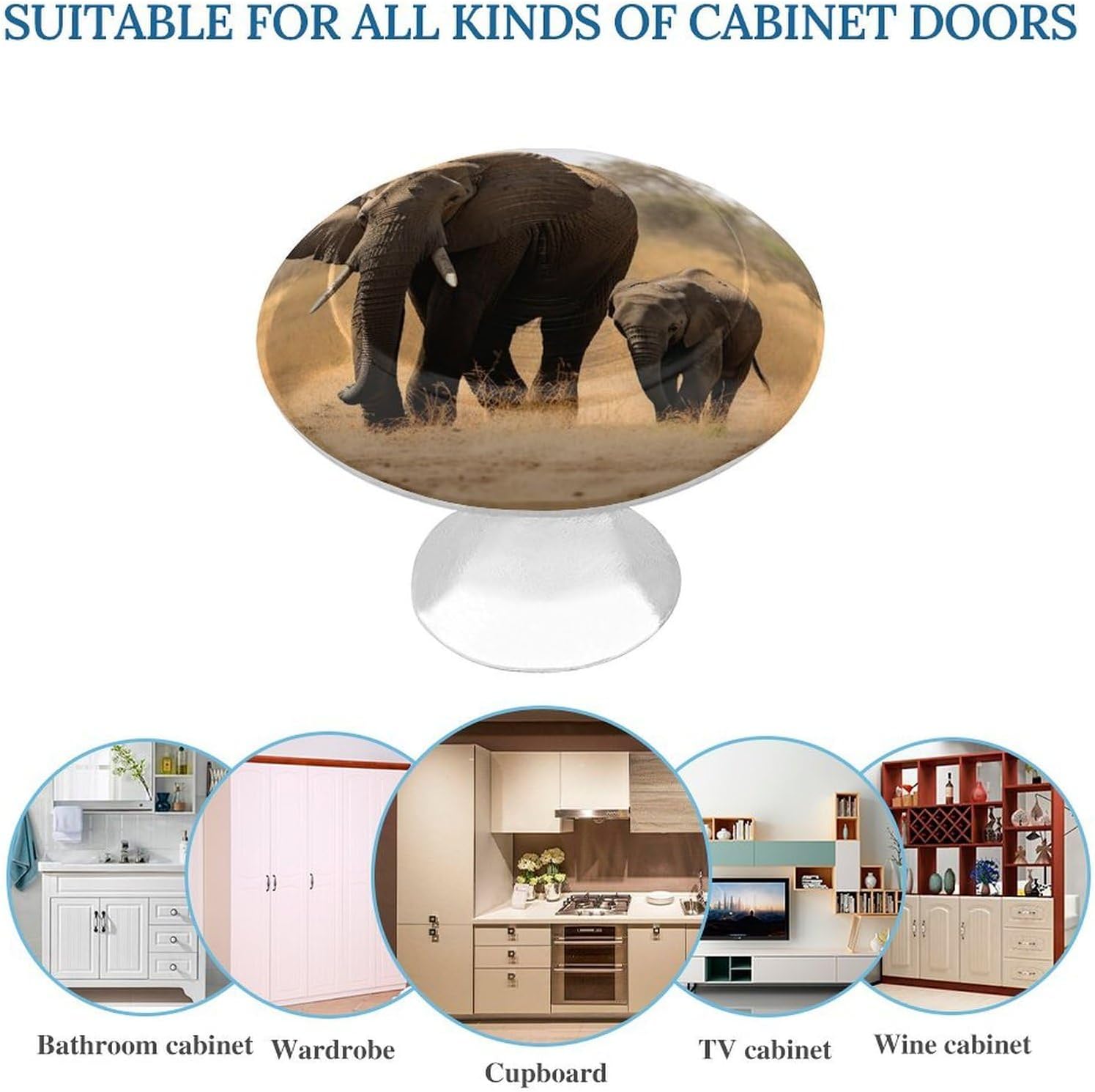 Cabinet Handles Round Drawer Pulls Walking Elephants Mother And Baby Dresser Knobs for Cabinets And Drawers Handle Kitchen Cabinet Pulls for Bathroom Cupboard Drawers Cabinet Pulls for Kitchen Door