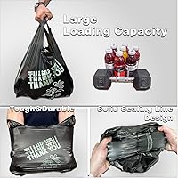 Vista 4 de YoYoRain Bolsas de agradecimiento negras, bolsas de 22 mics, bolsas de plástico negras con asa, bolsa de compras de comestibles Bolsa