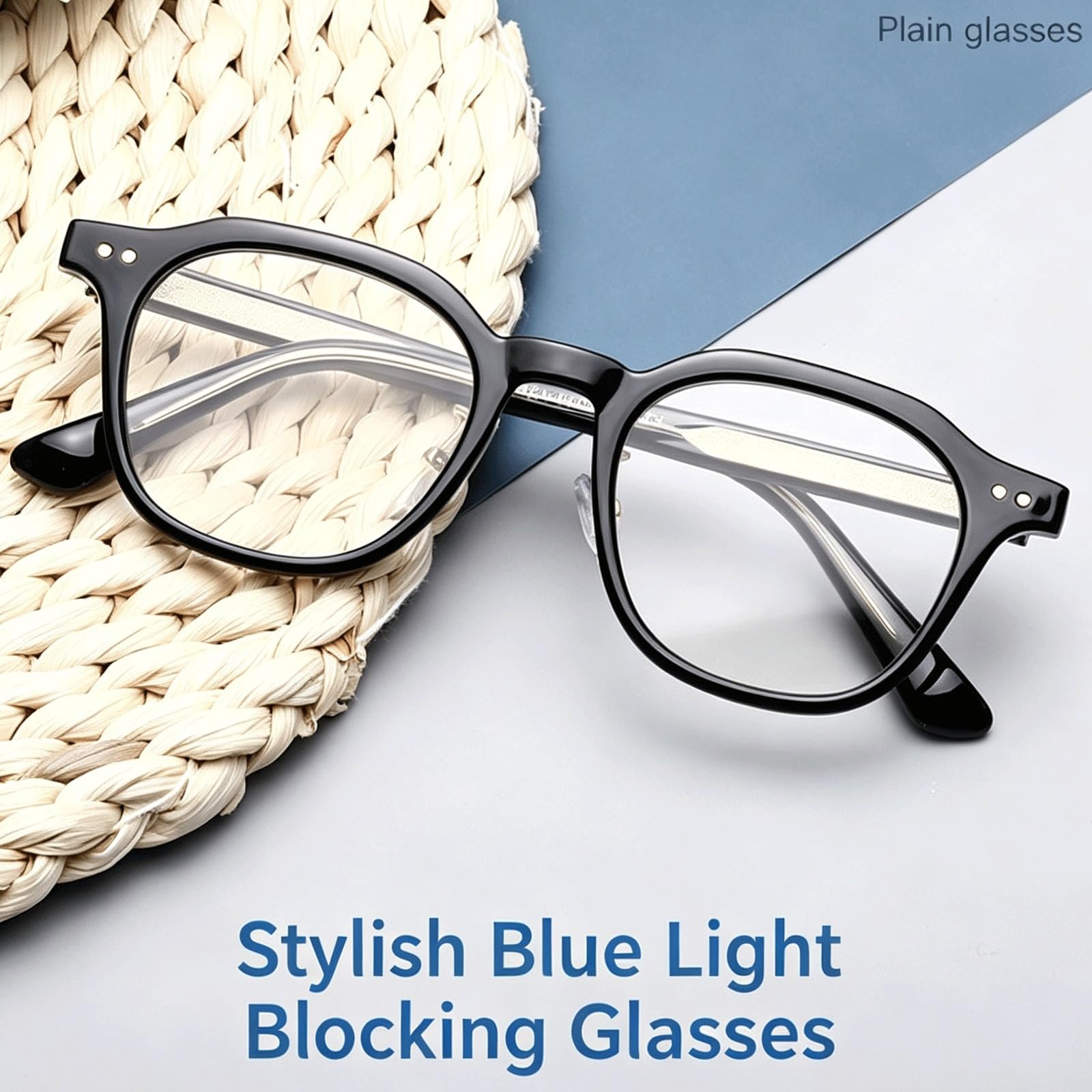 Montature for Occhiali Occhiali da Lettura con Blocco da 48 mm | Occhiali da vista unisex Lenti in plastica blu chiaro Naselli sostituibili Aste leggere(C2 Clear)