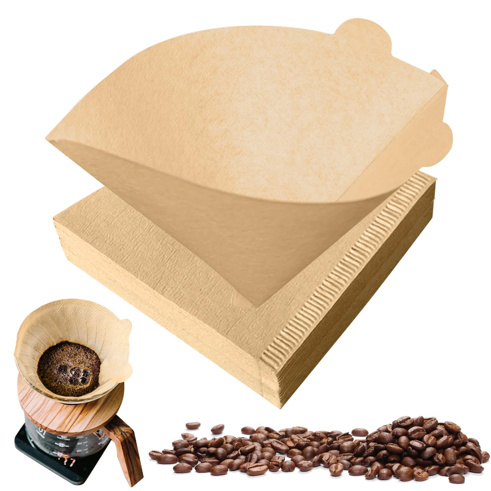 Filtres à Café Papier Taille 1 - Pack De 200, Coniques Non Blanchis, 10,5 Cm, Pour 1-2 Tasses, Compatibles Machines à Goutte - 9