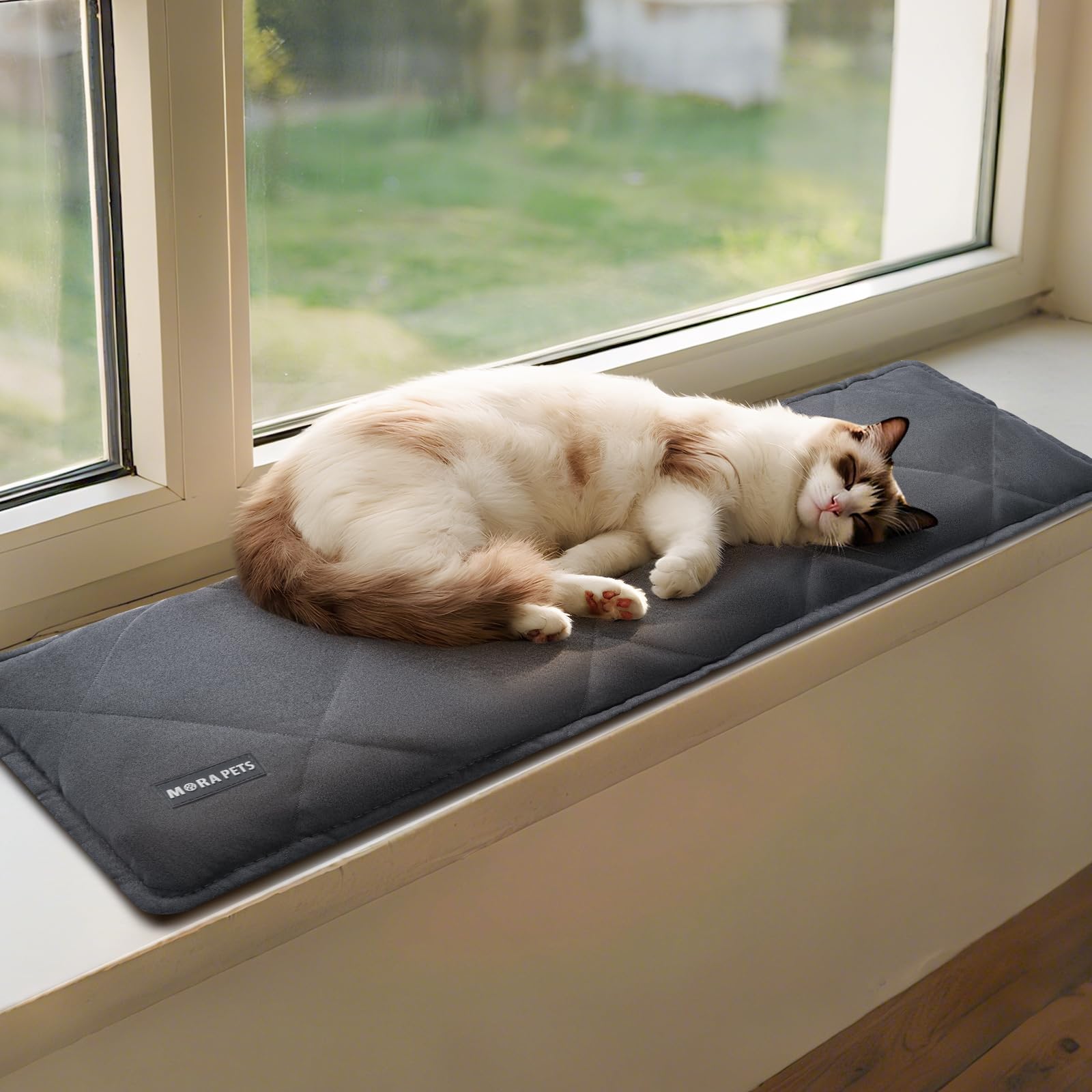 Mora Pets Tappeto riscaldante gatto Coperta autoriscaldante per gatti e cani Tappetino riscaldante Senza elettricità e batterie Coperta termica Rimovibile e Lavabile 90 x 28 cm
