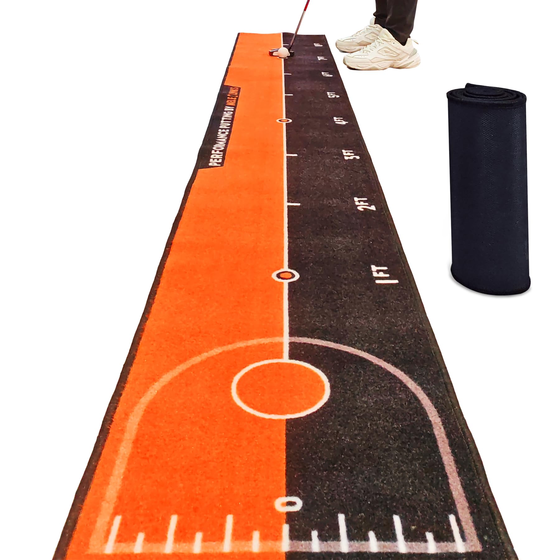 Golf 10ft Putting Mats Alignment Aid Training Green Putter Swing Trainer Anti-Slip Golf Training Aid Indoor Outdoor for Golfer Sports Practice Mat