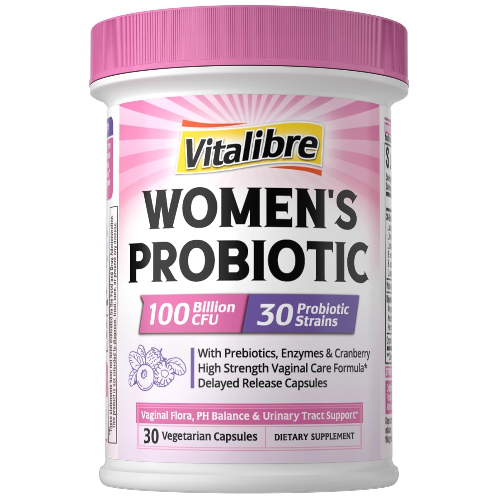 Vitalibre Probiotics for Women 30 Strains, 100B CFUs Vaginal Probiotics 30 Count (Pack of 1)