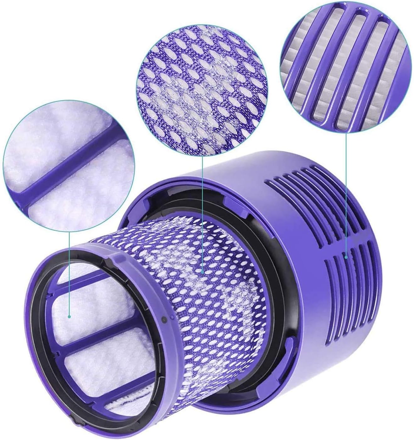 Leadaybetter 4pack Washable Hepa Filter Replacements for Dyson V10 SV12 Cordless Vacuum Cyclone Animal Absolute Total Clean Cordless Vacuum Cleaner, Replace # DY-969082-01