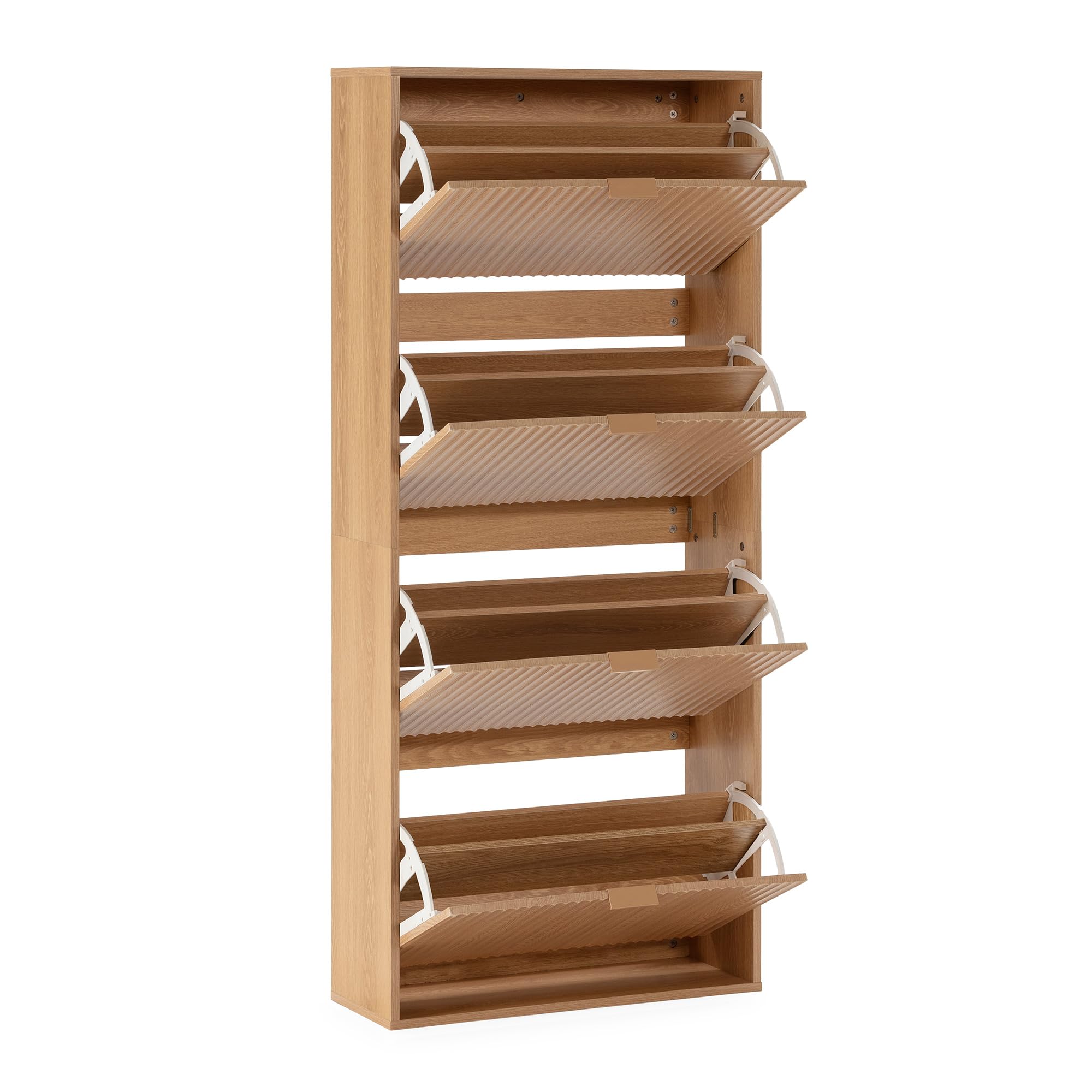 HOMN LIVING Mueble Zapatero Lluvia 4 Puertas Color Roble, 66 cm (Ancho) 24 cm (Profundo) 150 cm (Altura)