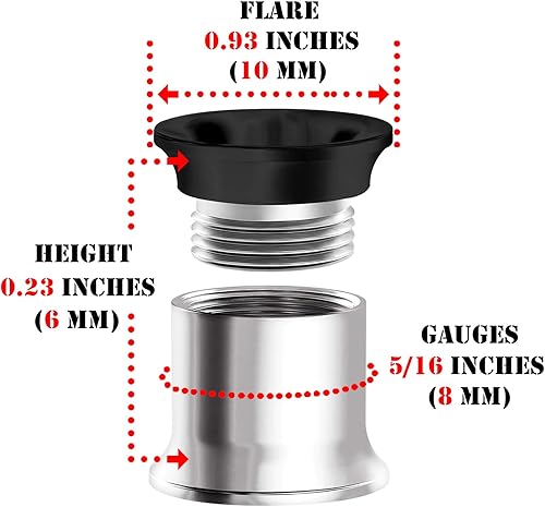 Miniatura 2 de Par de roscado internamente acero quirúrgico negro doble acampanado joyería pendiente estirador enchufe túnel lóbulo