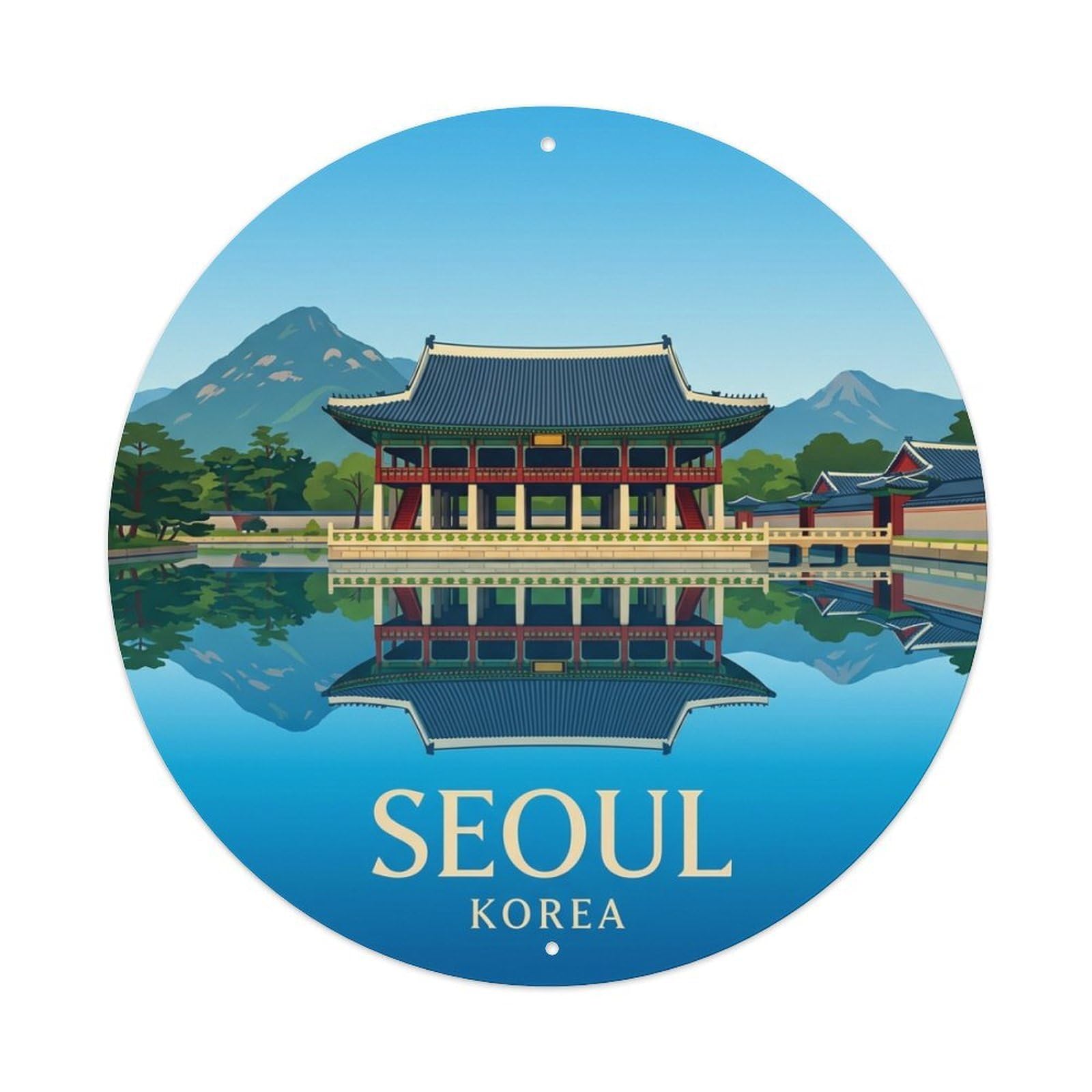 Vintage Travel Seoul Korea Stillness Metal Tin Sign