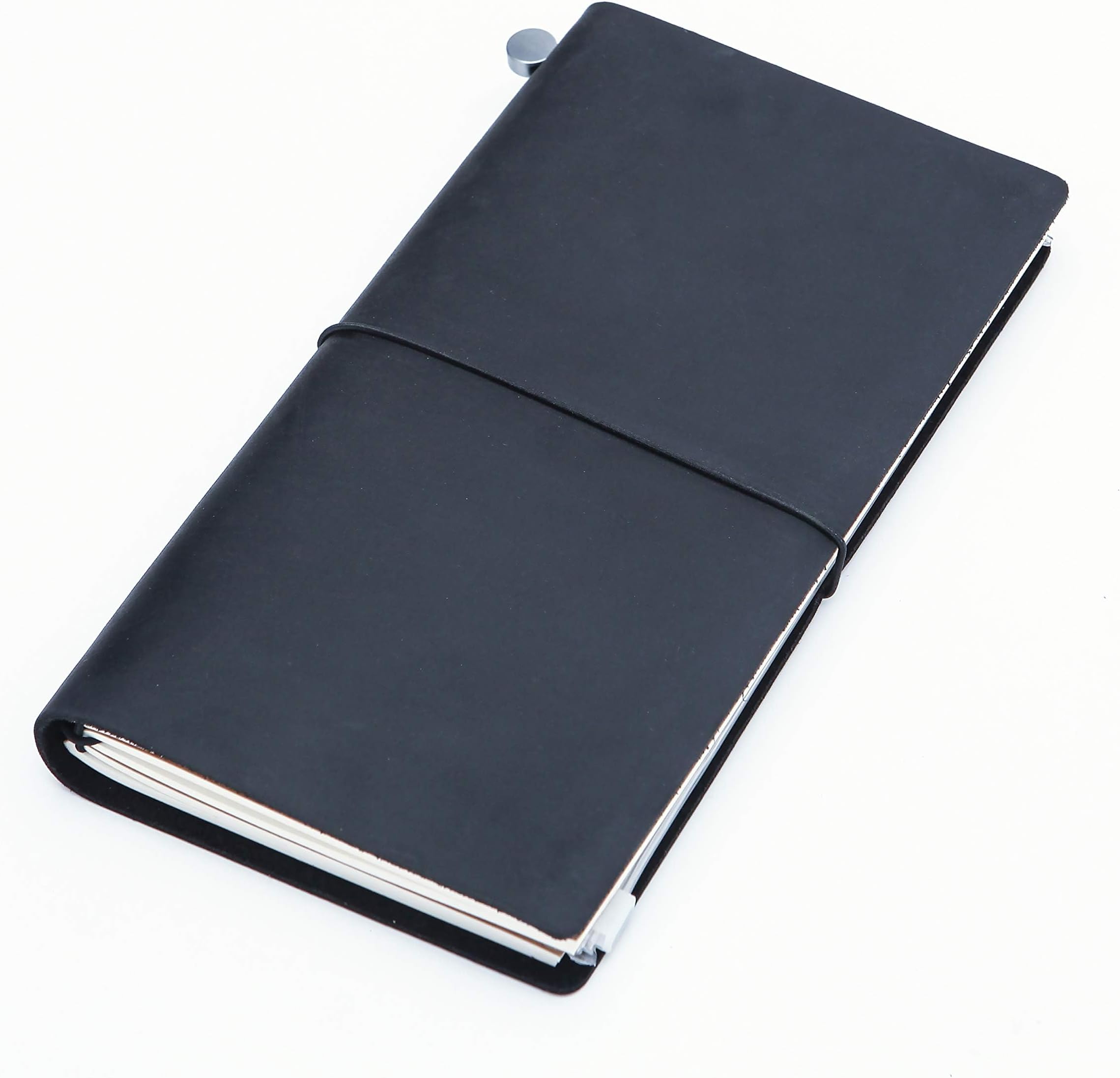 Leather Journal Refillable Notebook with Plain Inserts Card Holder and Zipper Pouch