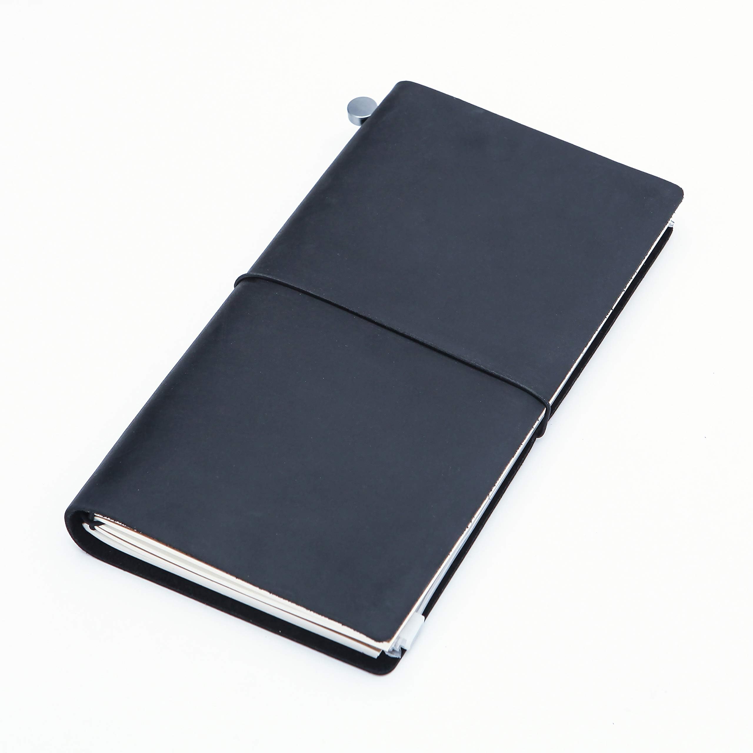 Leather Journal Refillable Notebook with Plain Inserts Card Holder and Zipper Pouch
