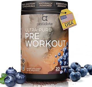 Antidote Clean Pre-Workout Powder - Natural Energy & Focus Booster with Beetroot, Creatine & Beta-Alanine - No Artificial Additives - Vegan, Keto-Friendly Supplement - Wild Blueberry - 20 Servings