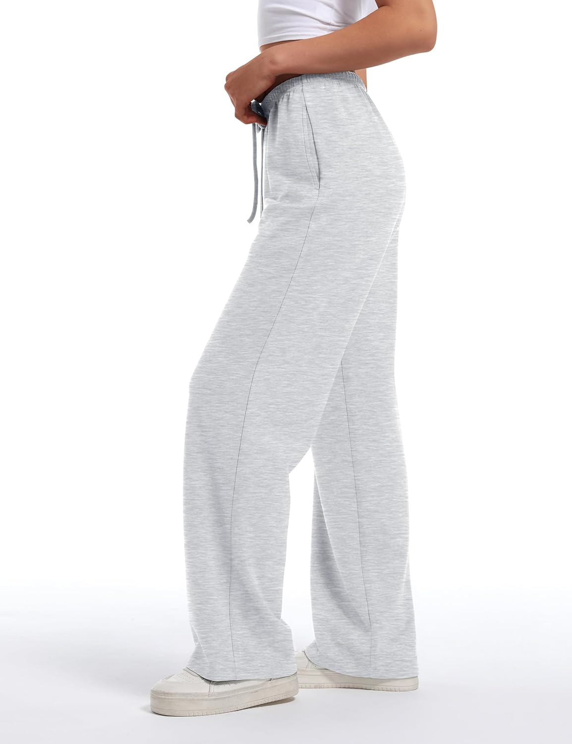 HeSaYep Women's Wide Leg Sweatpants Straight Leg Lowrise Sweat Pants Drawstring Elastic Low Waist Pants with Pockets - Image 3
