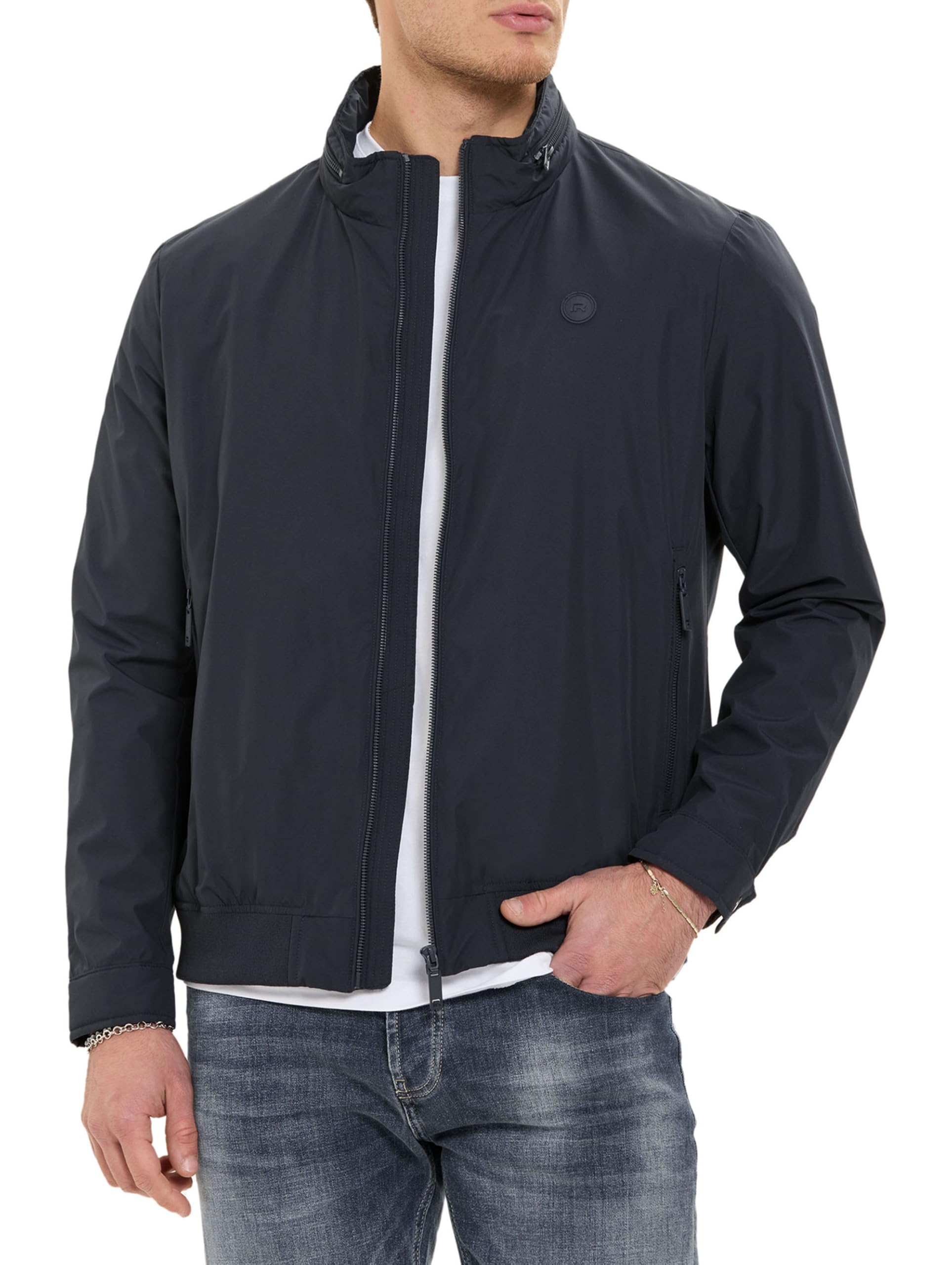 Redbridge Chaqueta de entretiempo ligera con capucha oculta en cuello alto, chaqueta informal para el tiempo libre para primavera y otoño