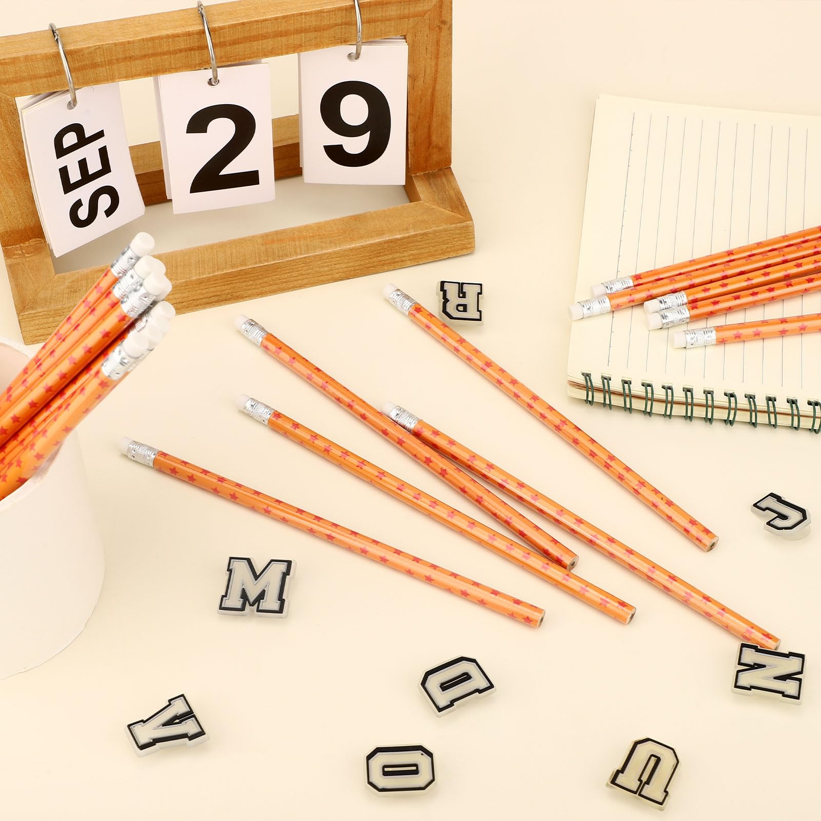 20pcs Crayons avec Gomme, Crayons à Imprimé Étoile Jaune Rouge Design Mignon D'animal Dessin Animé Décorations Fête D'anniversaire pour Récompenses Salle Classe D'école Fournitures