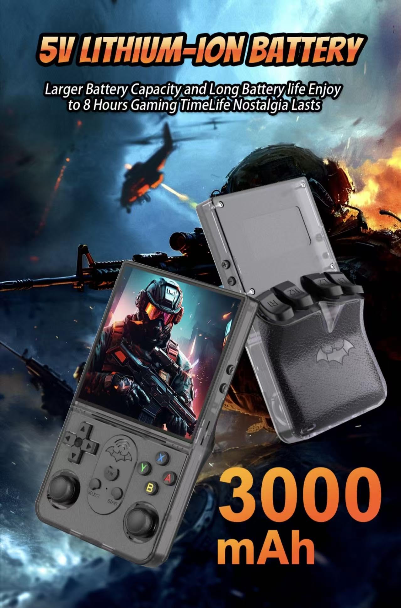 Nouvelle console de jeu portable avec écran IPS de 4", carte mémoire intégrée de 256 Go et 40 000 jeux, prise en charge du système Linux, Wi-Fi et Bluetooth, bleu