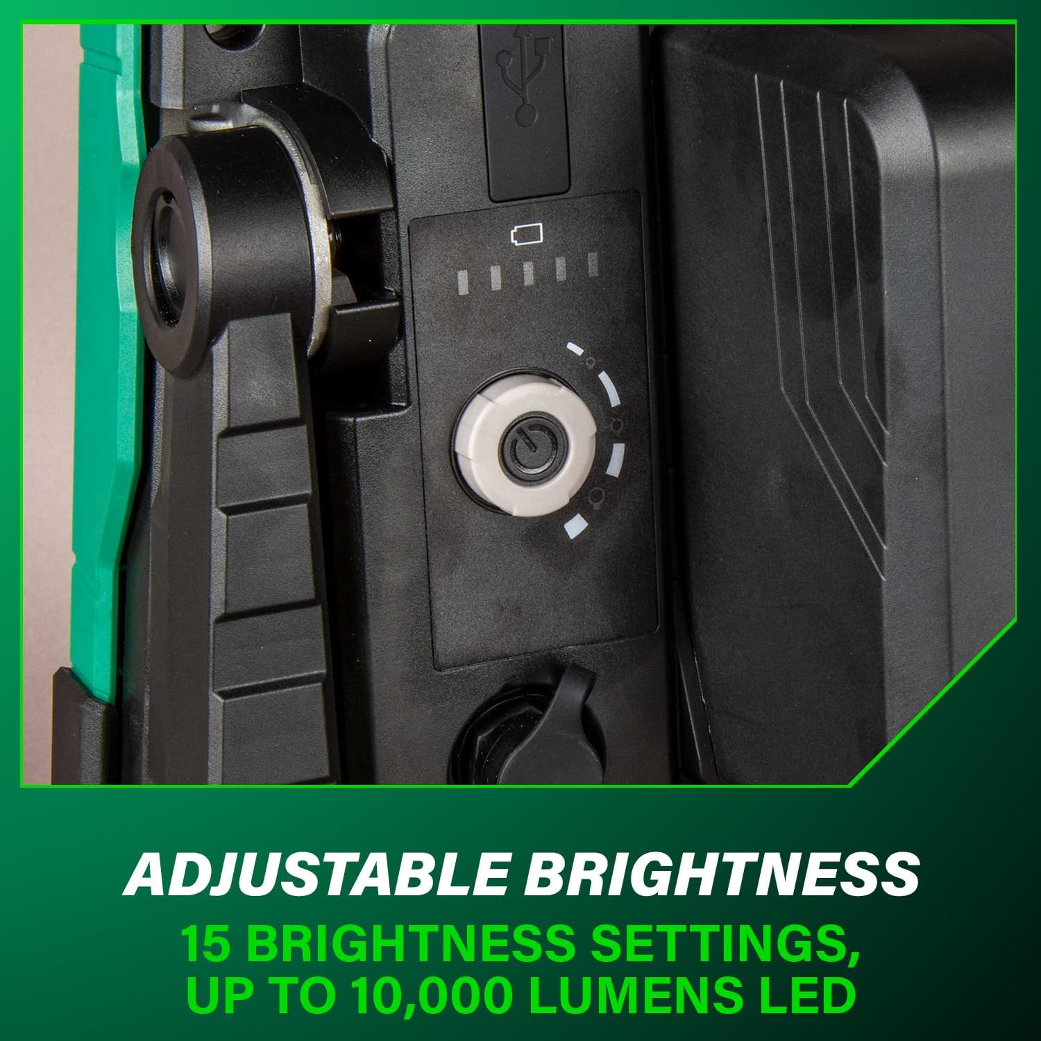 Metabo HPT 18V MultiVolt Cordless 10,000 Lumen LED Work Light, 15 Settings Adjustable Brightness, Portable Work Light with USB Charging Port, Water & Dust Resistant, Tool Body Only, UB18DDQ4