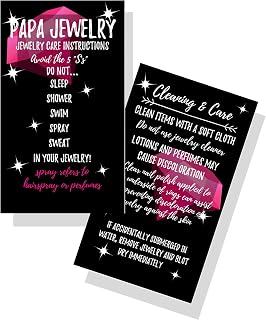 Jewelry Cleaning and Care Cards | Package of 50 | Bling Pink Diamonds Sparkle Background | Jewelry Bling Queen Care Instructions