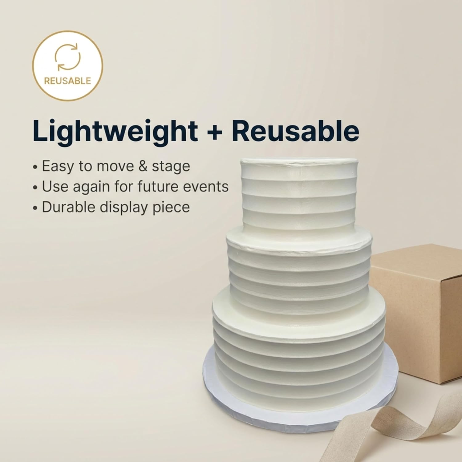 3 Tier Fake Cake - 12" Tall, 6"-8"-10" Tiers, Ready-to-Decorate, Perfect for Wedding Cake Toppers & Decorations - Lightweight, Reusable, Made in USA - Ideal for Event Planners & Bakers