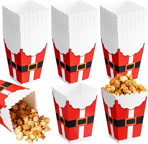 Baderke 24 cajas de palomitas de maíz de Navidad, mini caja de dulces de Navidad, caja de golosinas de galletas, muñeco de nieve, Papá Noel, copo de