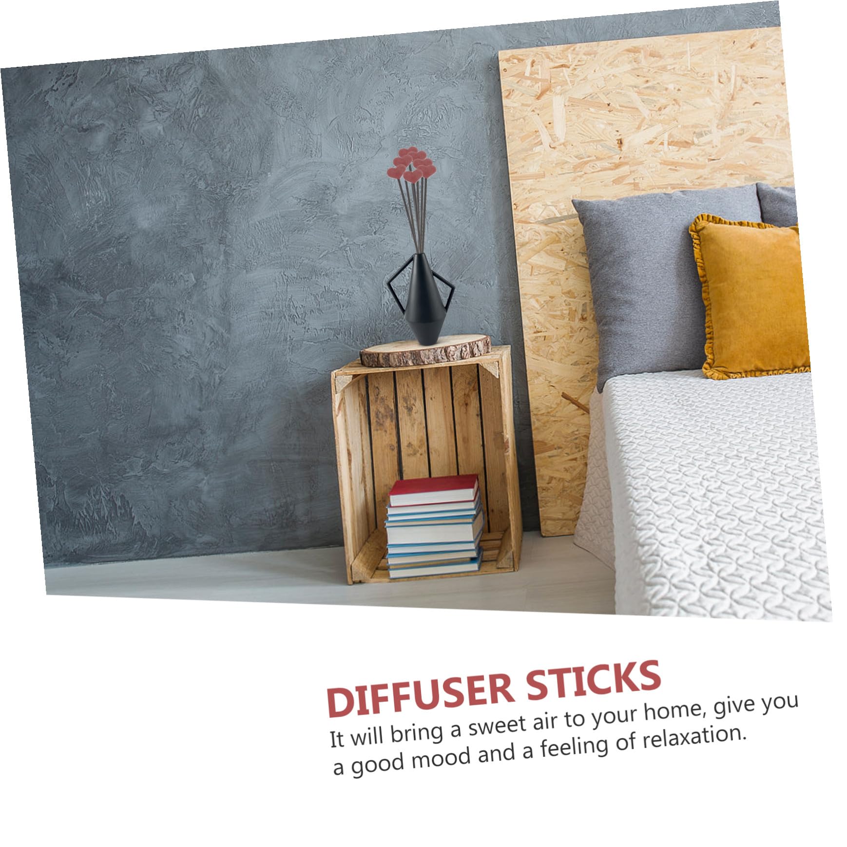 Bâtonnets Diffuseur Parfum Cœur Bois Rouges 12 Pièces Décor