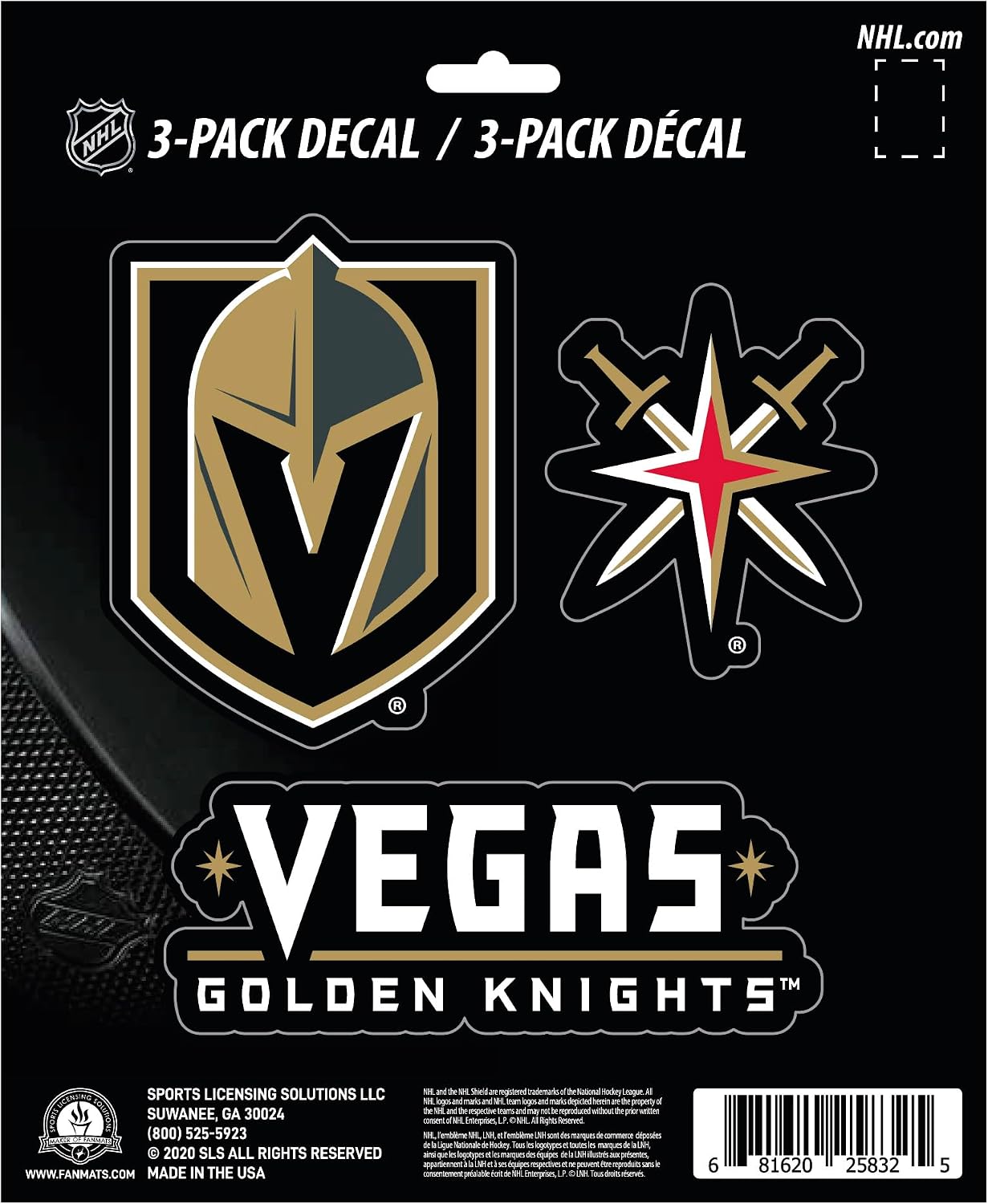 Fanmats - 61007 FANMATS Vegas Golden Knights 3 Pack Decal Set One Size