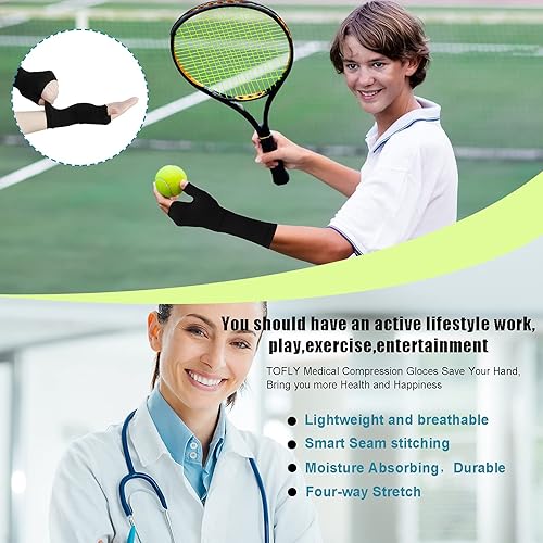 Miniatura 5 de Geyoga 4 fundas de soporte de muñeca para hombres y mujeres, uso diario, muñequera de compresión, túnel carpiano para aliviar el dolor de mano,