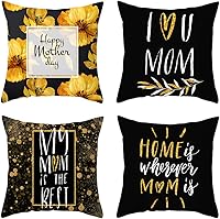 Vista 12 de Juego de 4 fundas de almohada para el Día de la Madre de 18 x 18 pulgadas, regalo para el Día de la Madre, diseño de corazón de flores, fundas