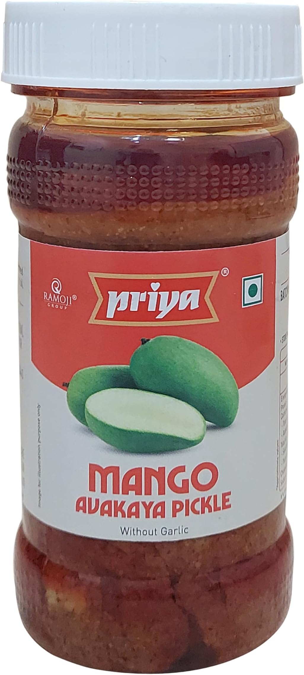 Priya Mango Avakaya Pickle without Garlic, Total 400gms (Pack of 2) 200g Each - Homemade Avakai Aam Achar - Traditional South Indian Taste…