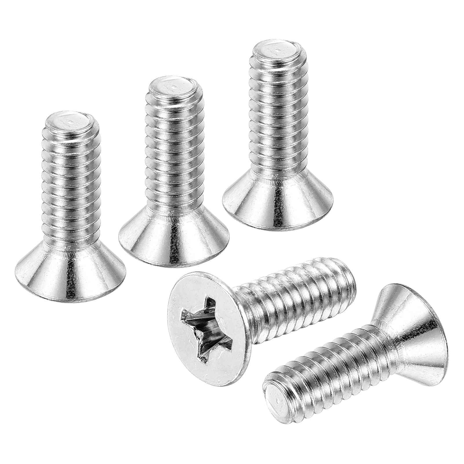 DTGN M5-0.8x12 Flat Head Countersunk Machine Screws - 50pcs - Good for Furniture and Machinery - 304 Stainless Steel Phillips Machine Screws Bolts - Silver